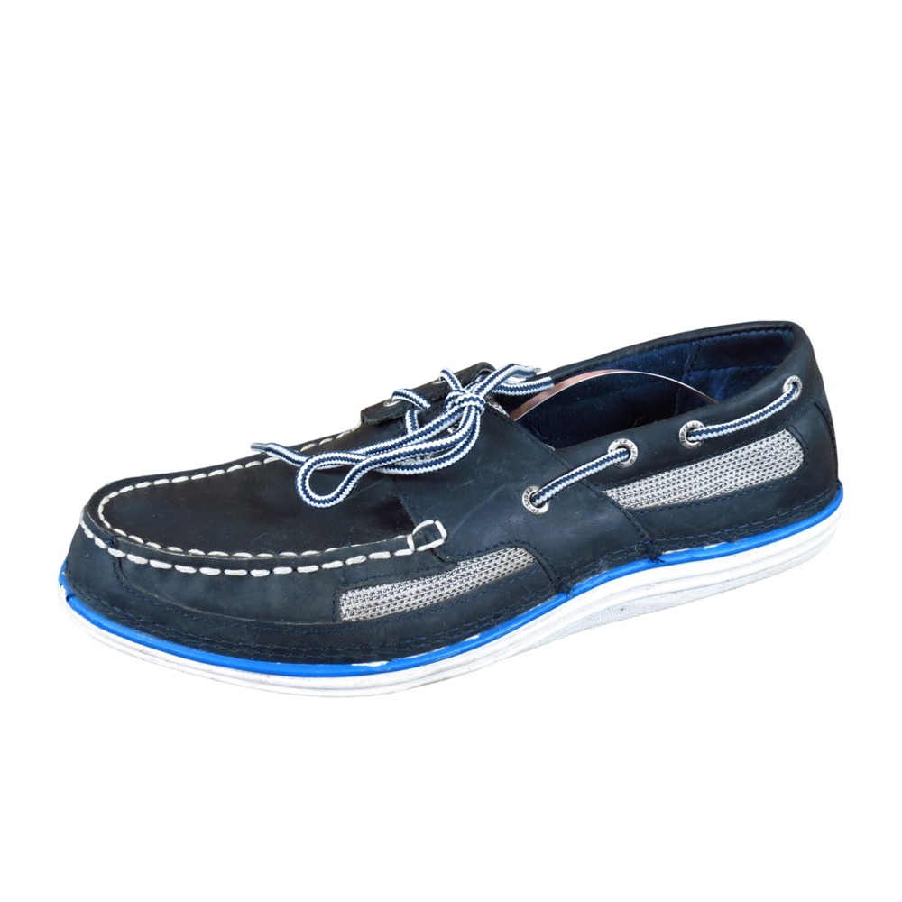 Sperry Billfish Men Boat Shoe Size 9.5‎ Casual Nautical Navy Blue Leather Mesh